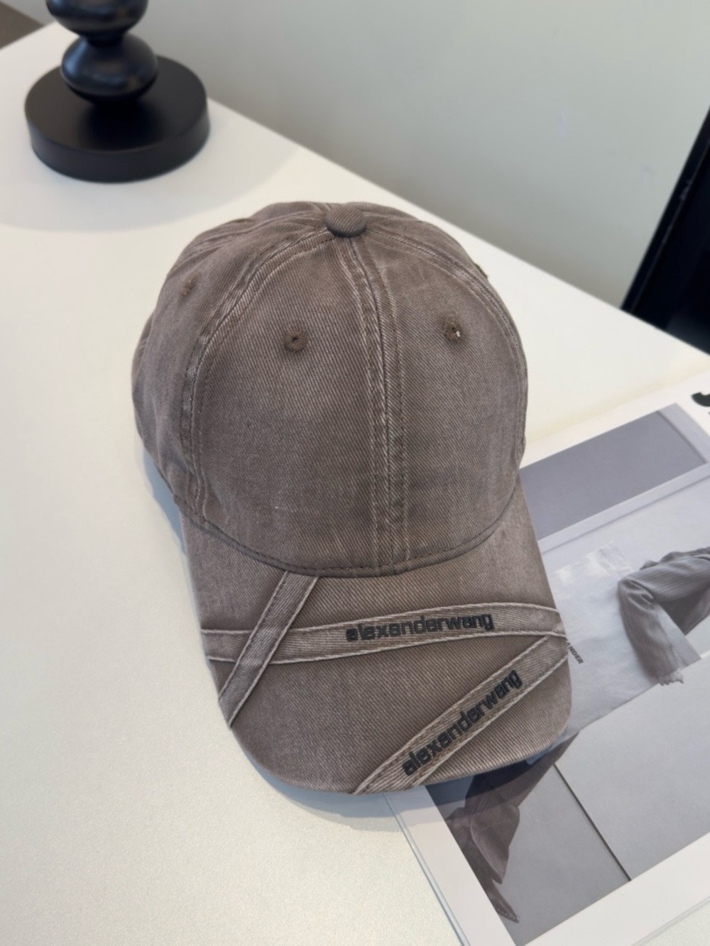 Alexander Wang Taupe Washed Cotton Baseball Cap